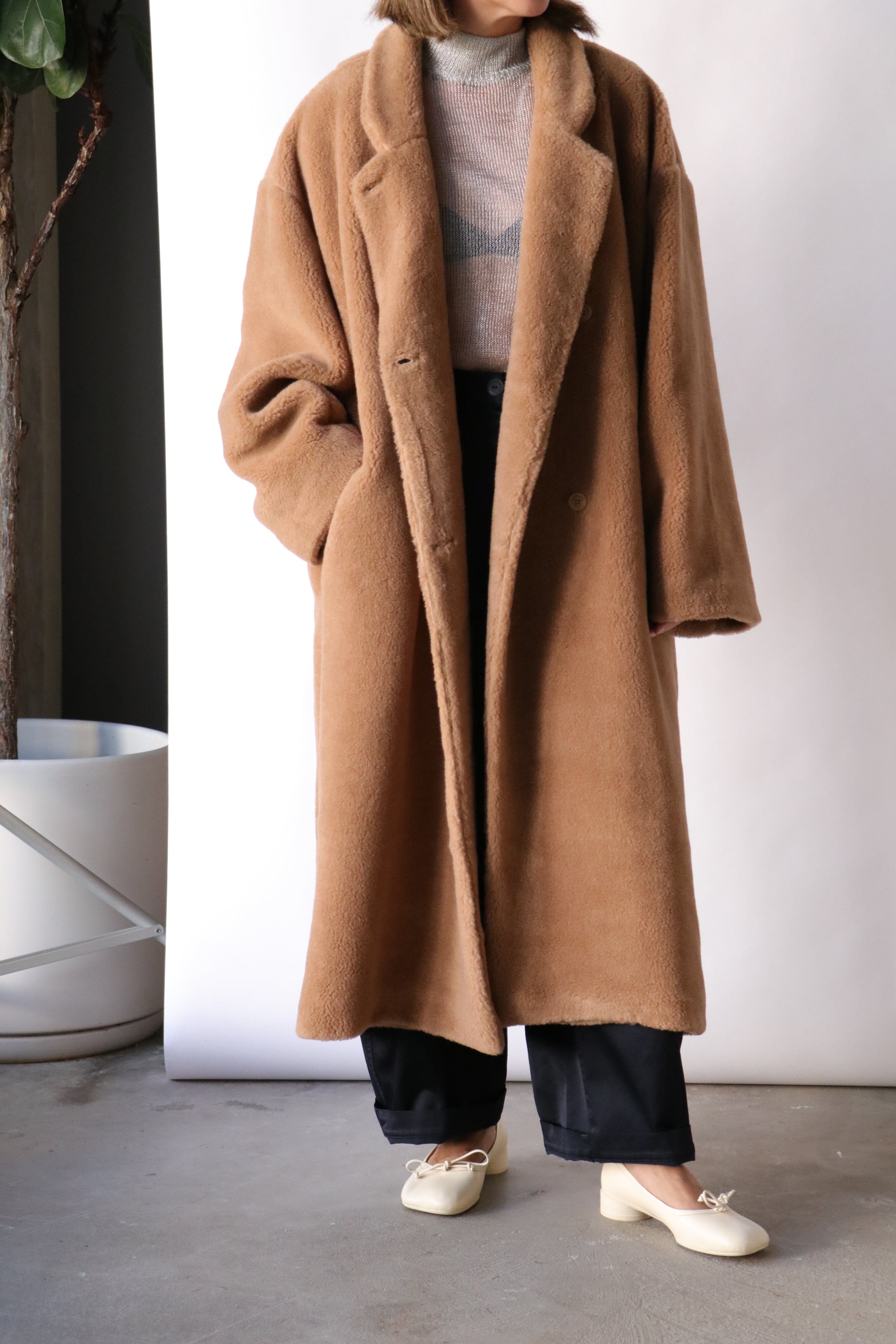 Cordera Shearling Camel Coat in Camel