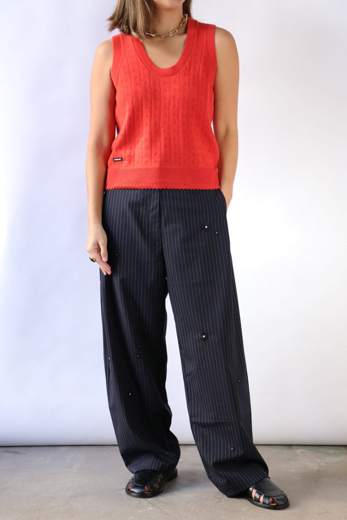 Cordera Tailoring Flower Pinstripe Pants Bottoms Cordera 