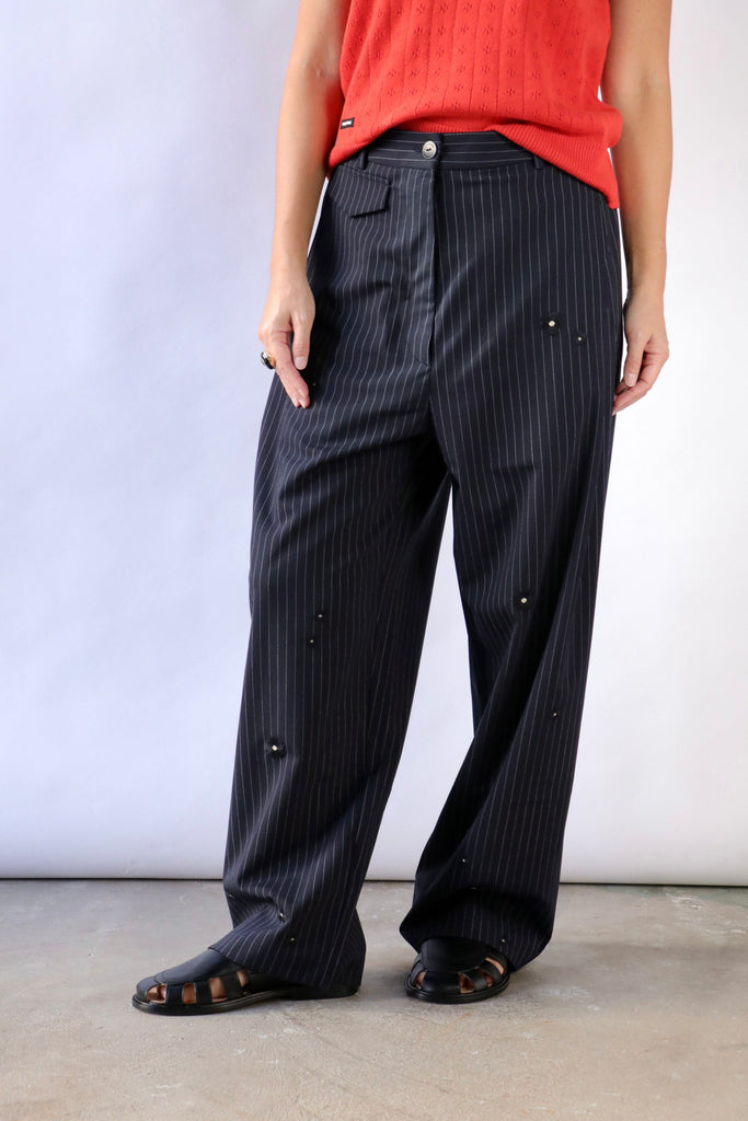 Cordera Tailoring Flower Pinstripe Pants Bottoms Cordera 