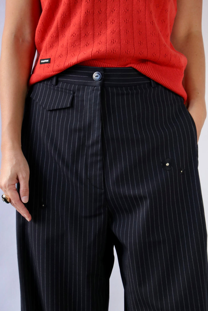 Cordera Tailoring Flower Pinstripe Pants Bottoms Cordera 