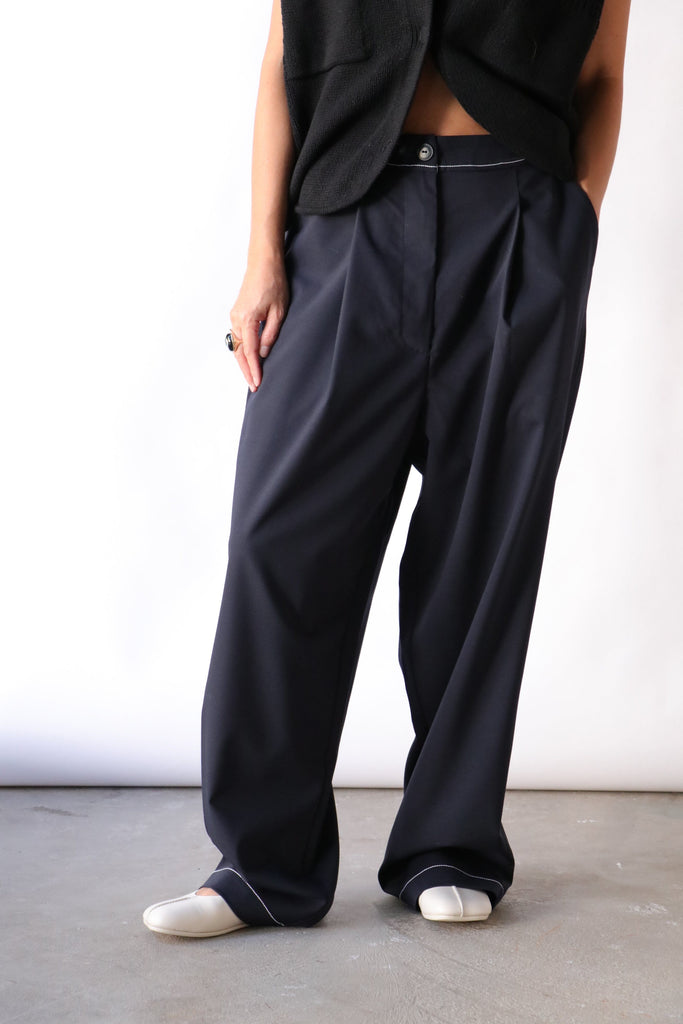 Cordera Tailoring Stitch Pants in Navy Bottoms Cordera 