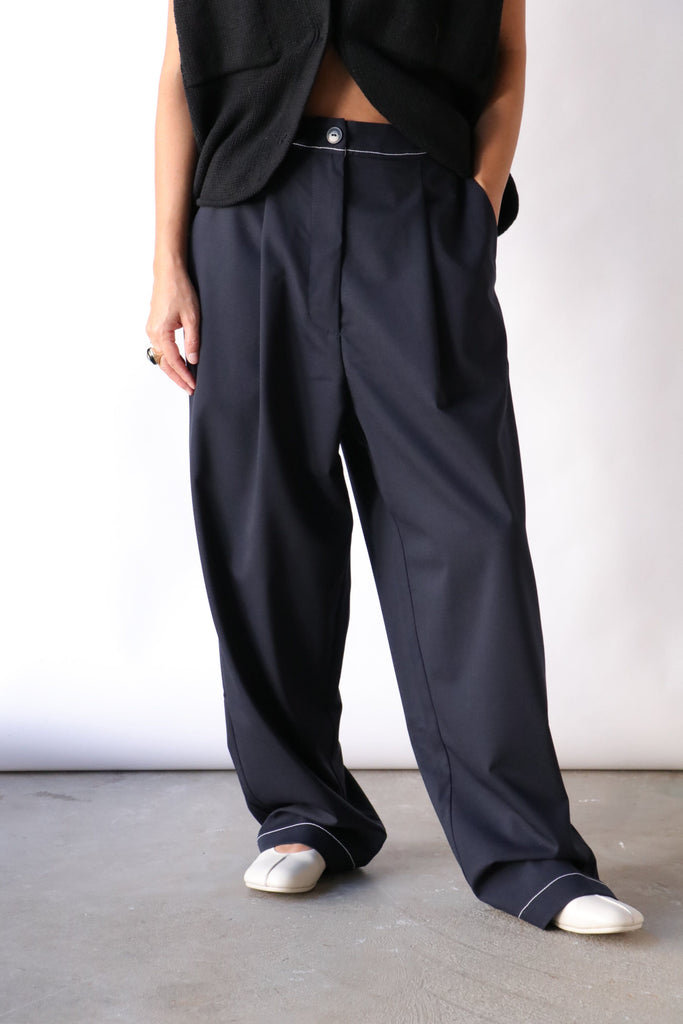 Cordera Tailoring Stitch Pants in Navy Bottoms Cordera 