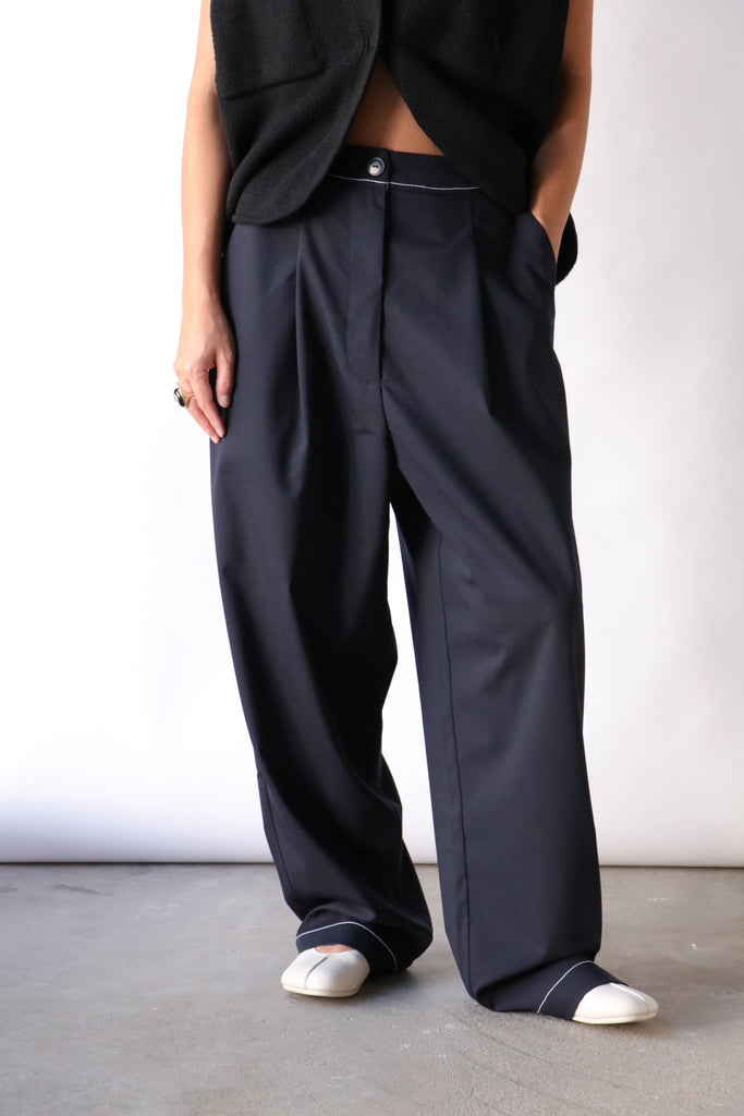 Cordera Tailoring Stitch Pants in Navy Bottoms Cordera 