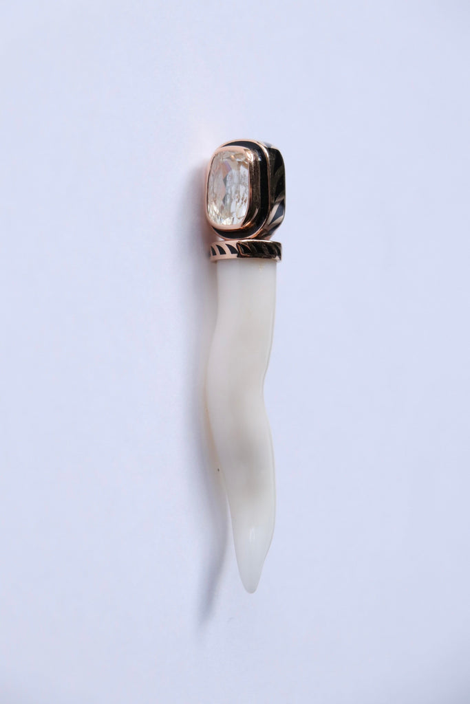 Dezso White Coral Cornetto with Siliminite Jewelry Dezso 