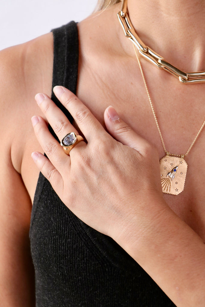 Faris Grand Ring in Gold/ Cubic Zirconia Jewelry Faris 