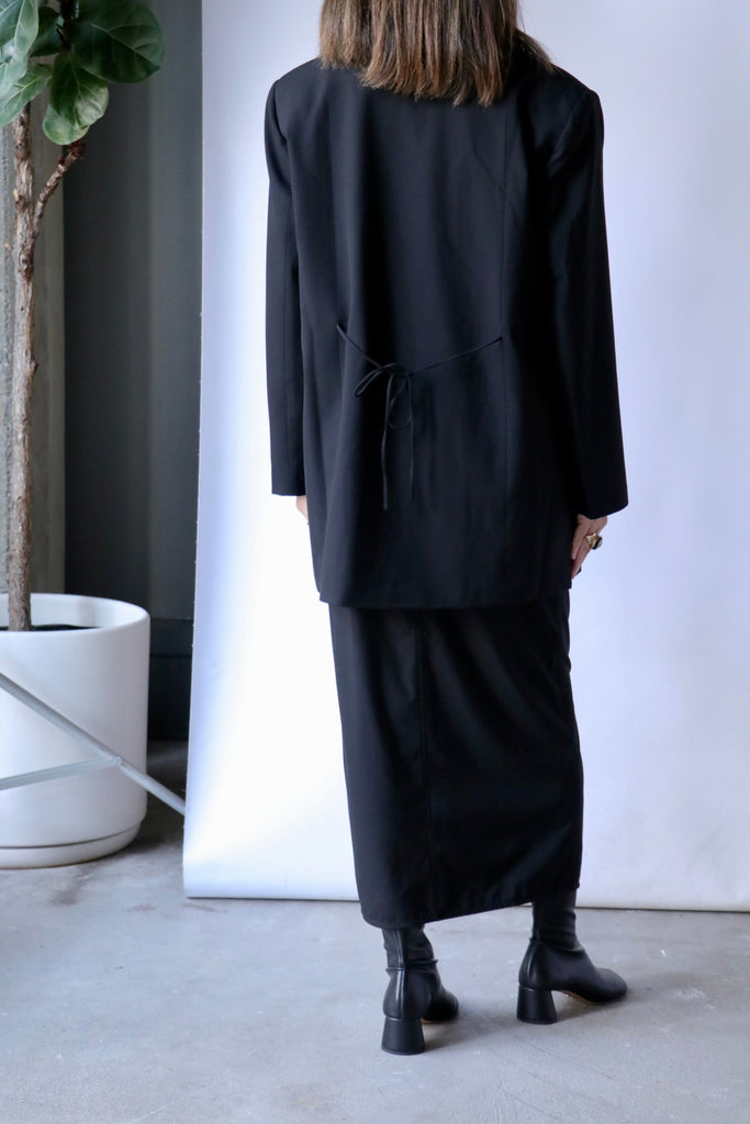 Ganni Drapey Melange Oversized Blazer in Black Outerwear Ganni 