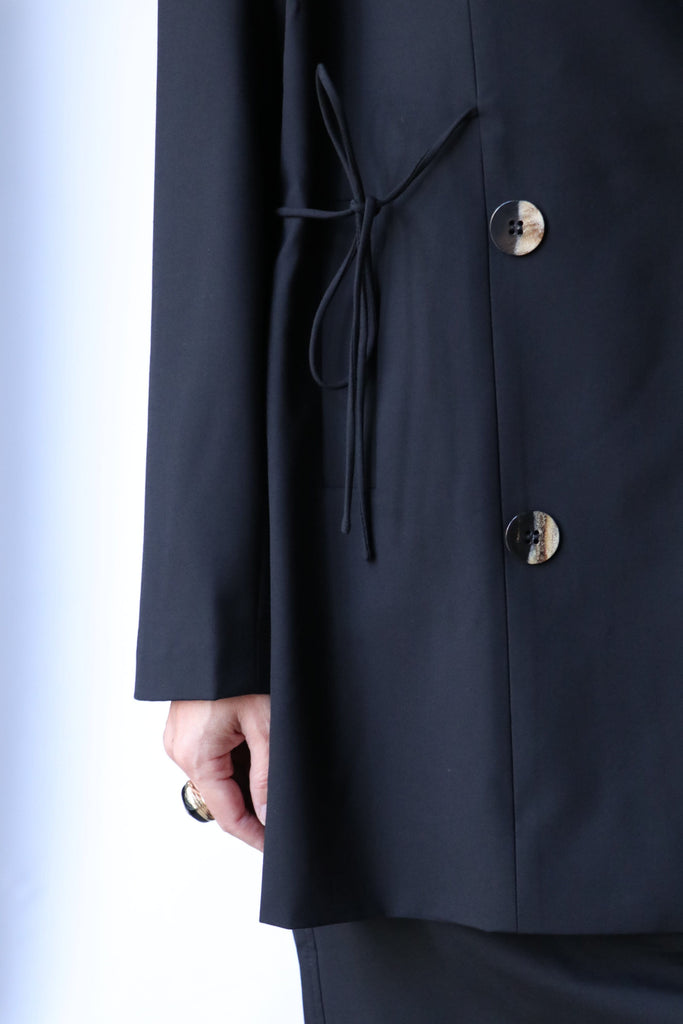 Ganni Drapey Melange Oversized Blazer in Black Outerwear Ganni 