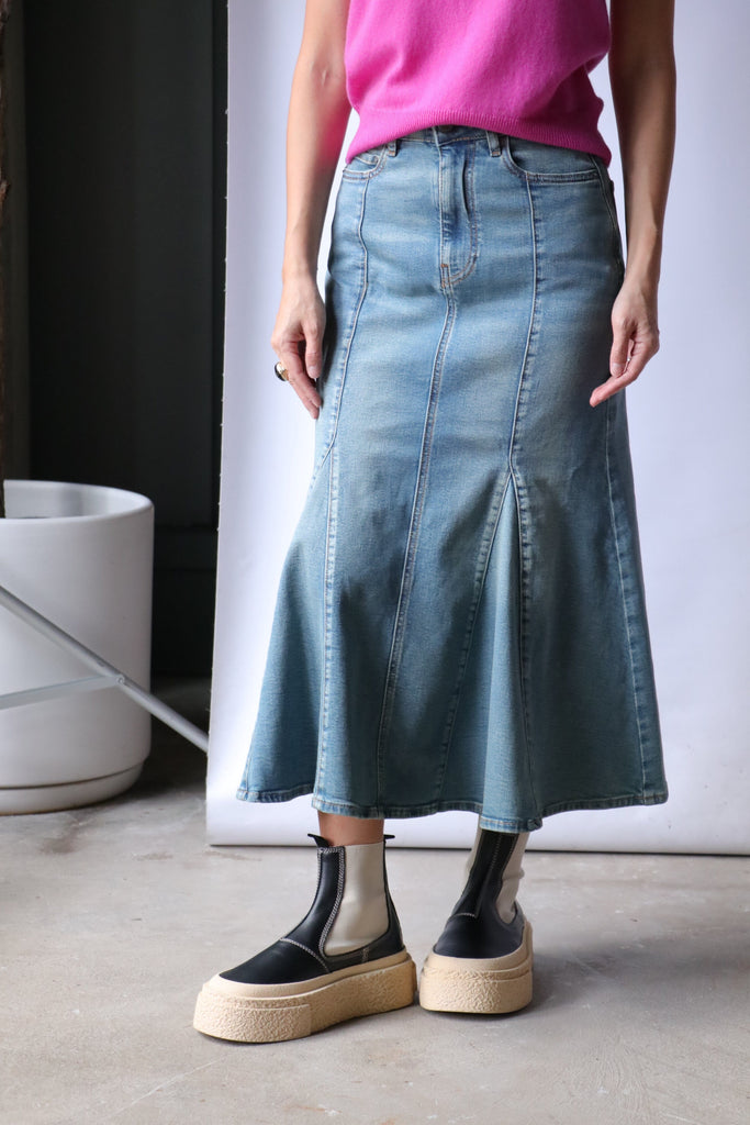 Ganni Tint Denim Peplum Skirt in Tint Wash Bottoms Ganni 