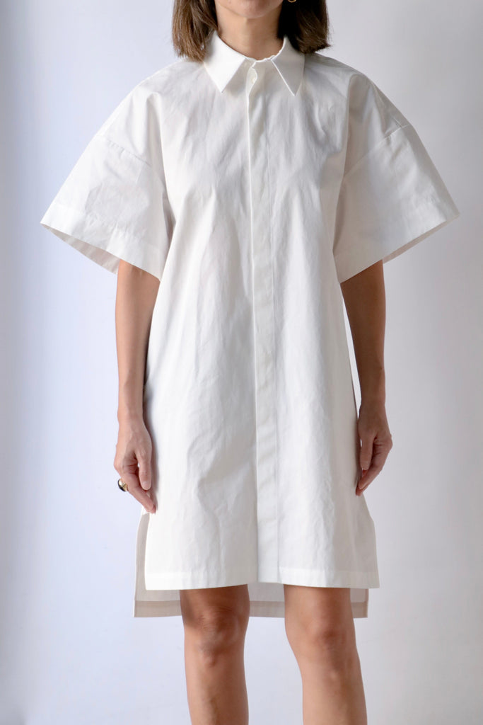 Gauchere Cotton Poplin Shirt Dress in Off White Dresses Gauchere 