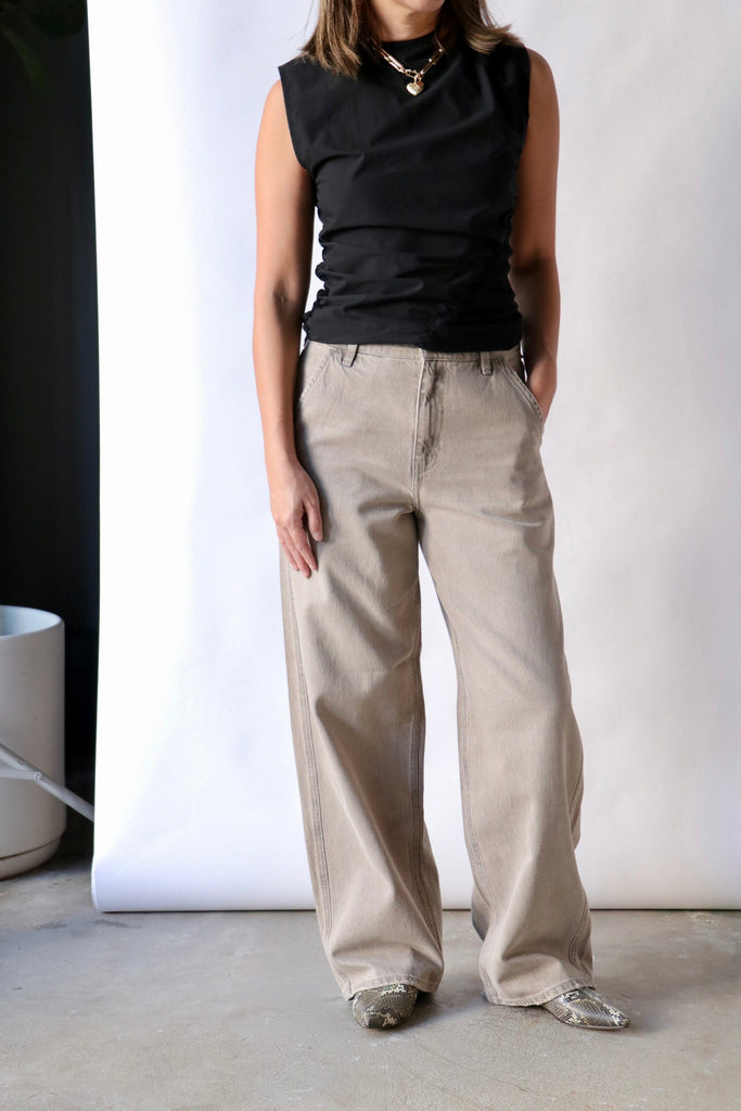 Gauchere Denim Pants in Greige Bottoms Gauchere 