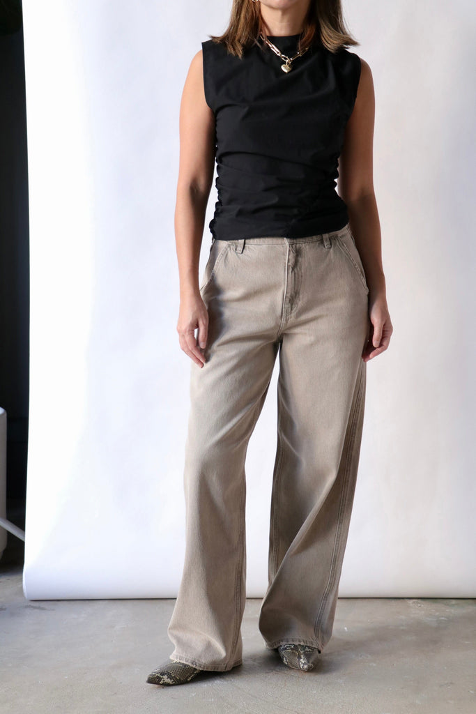 Gauchere Denim Pants in Greige Bottoms Gauchere 