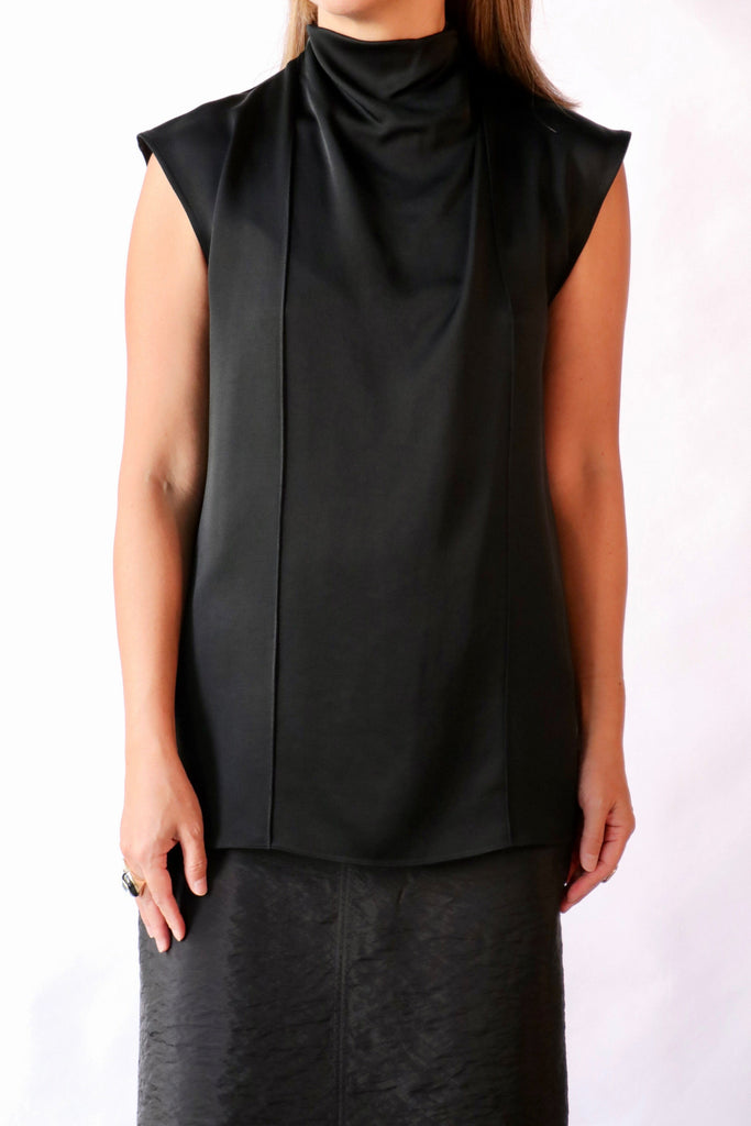 Gauchere Satin Top in Black tops-blouses Gauchere 