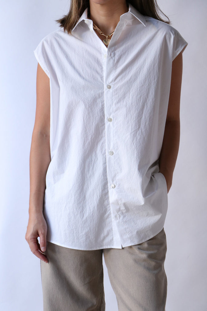 Gauchere Sleeveless Shirt in White tops-blouses Gauchere 