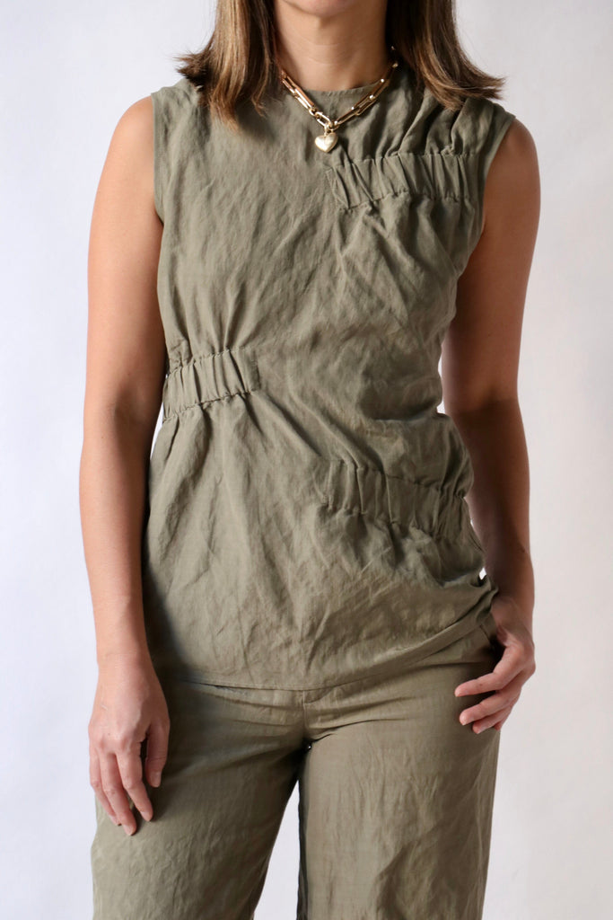 Gauchere Sleeveless Top in Sage tops-blouses Gauchere 