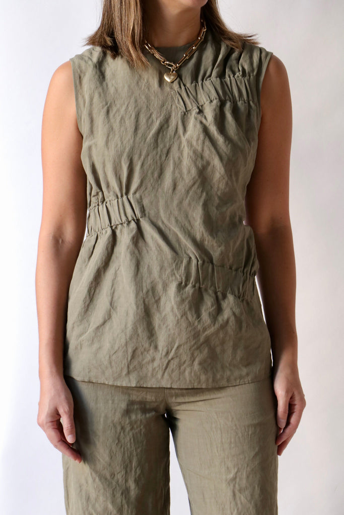 Gauchere Sleeveless Top in Sage tops-blouses Gauchere 