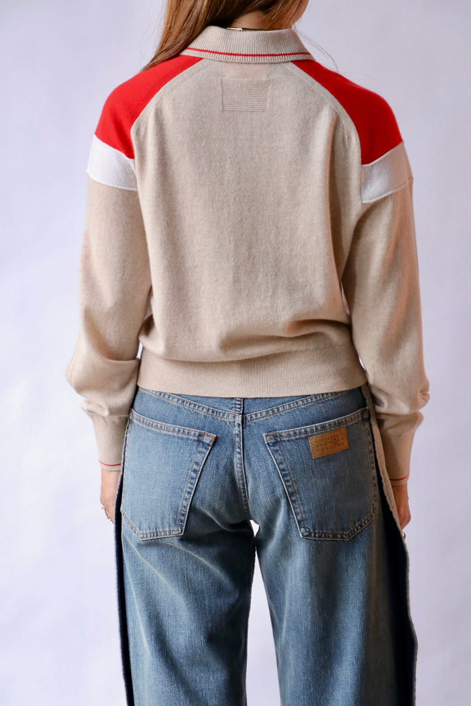 Guest in Residence Alpine Collegiate Polo in Sandstone Combo Knitwear Guest in Residence 