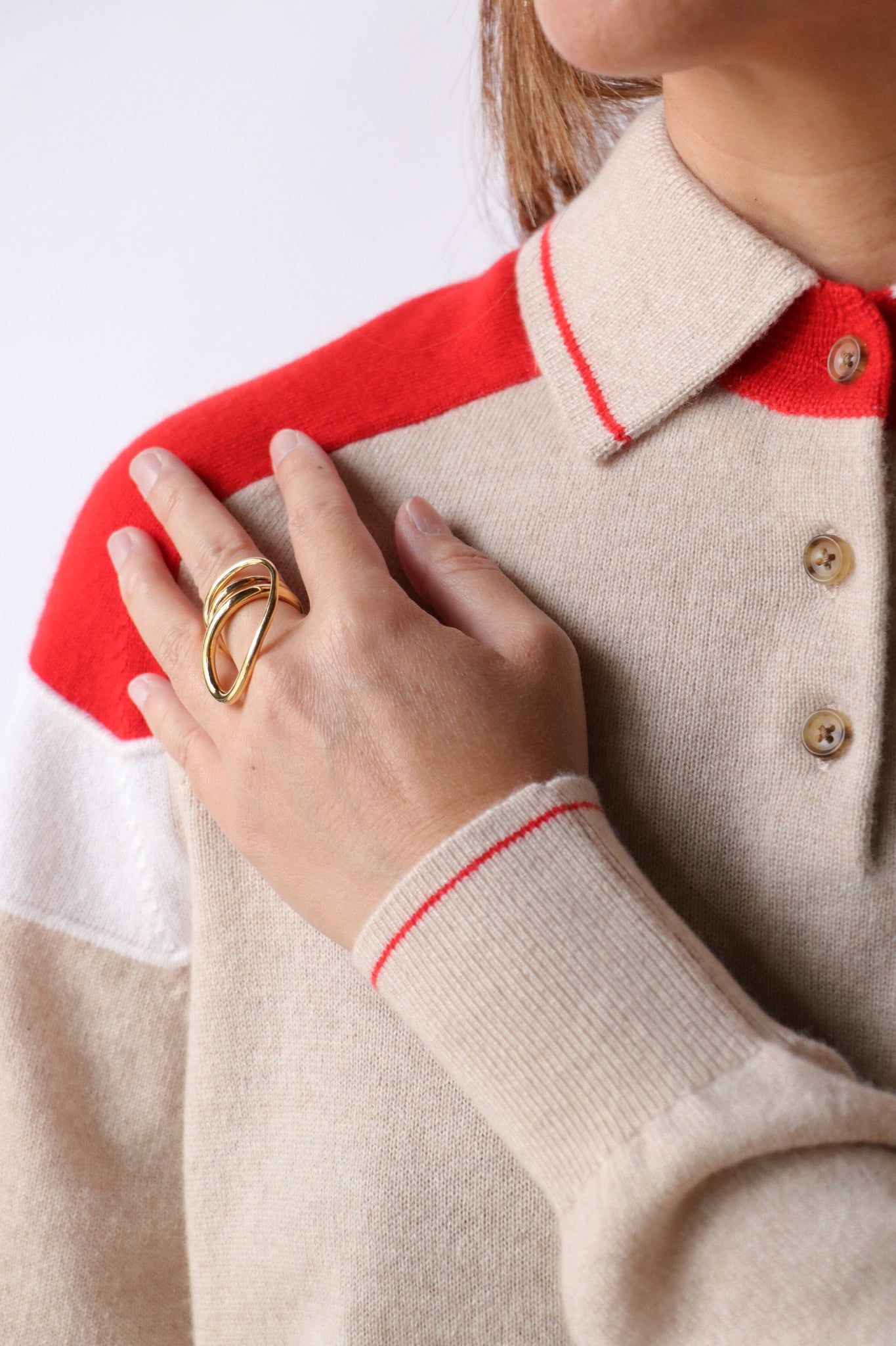 Guest in Residence Alpine Collegiate Polo in Sandstone Combo Knitwear Guest in Residence 