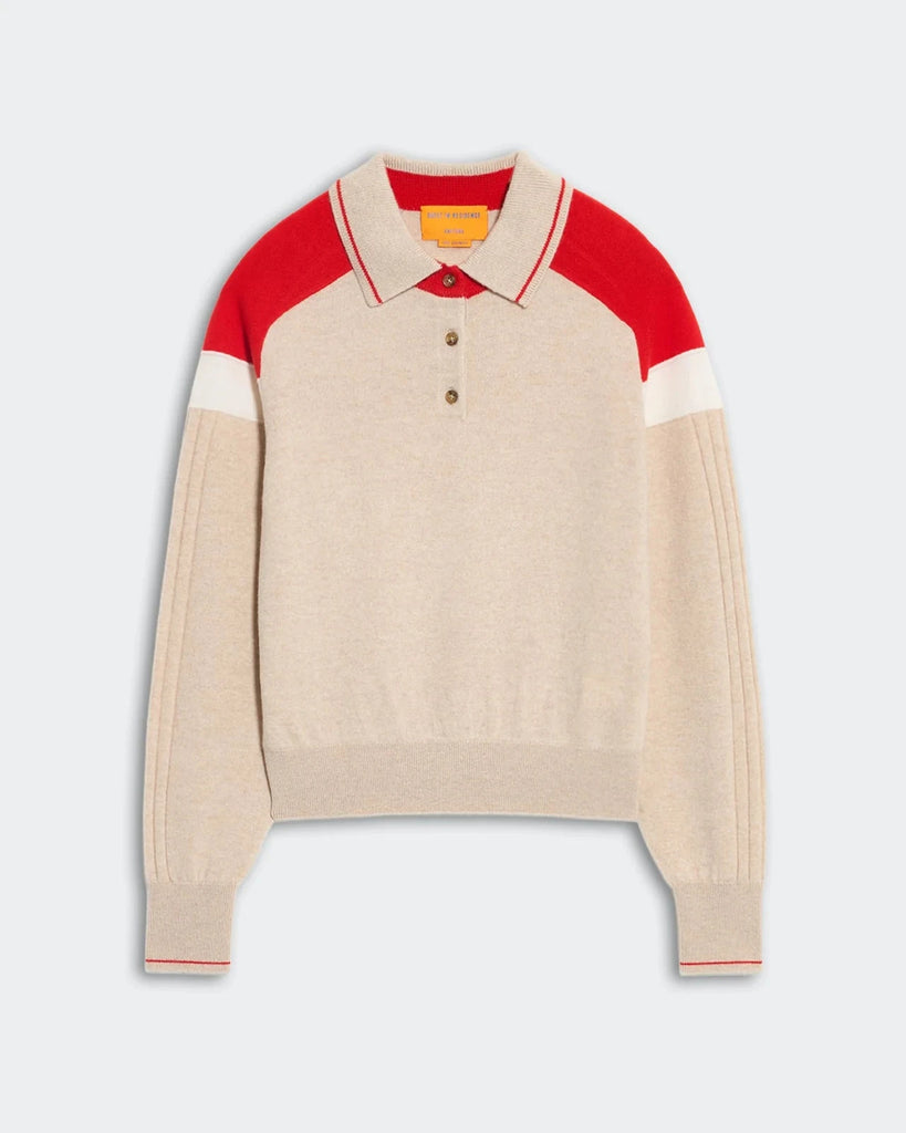 Guest in Residence Alpine Collegiate Polo in Sandstone Combo Knitwear Guest in Residence 