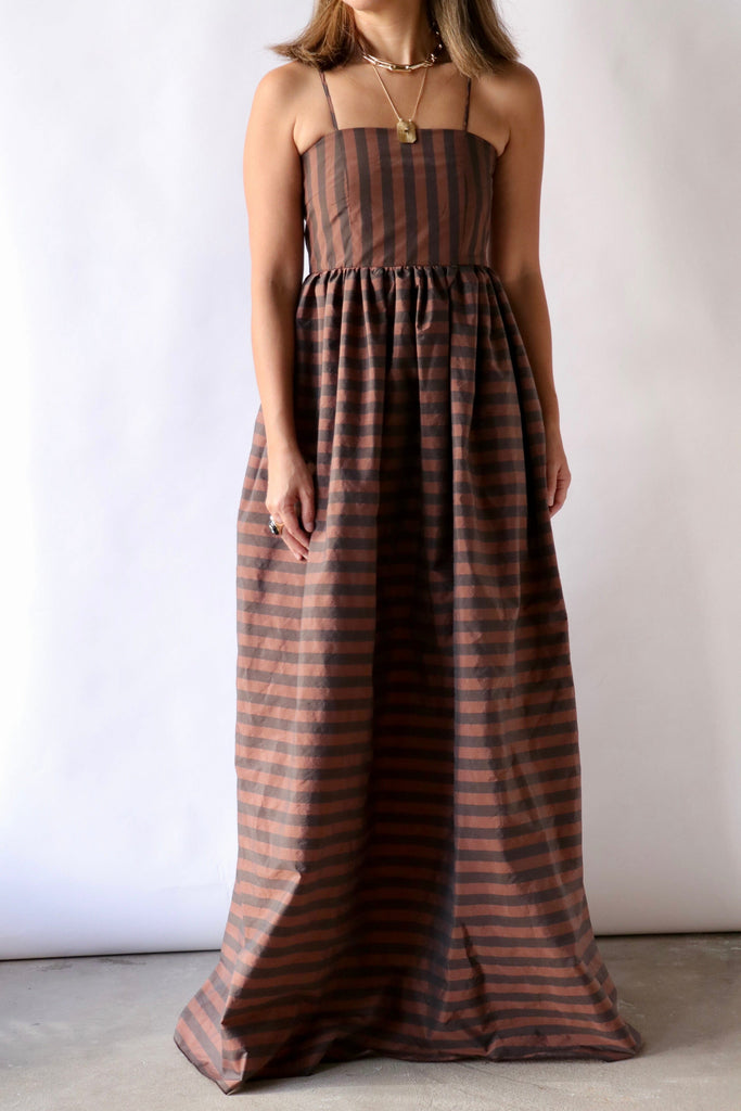 Hache Capital Dress in Brown Stripe dresses Hache 