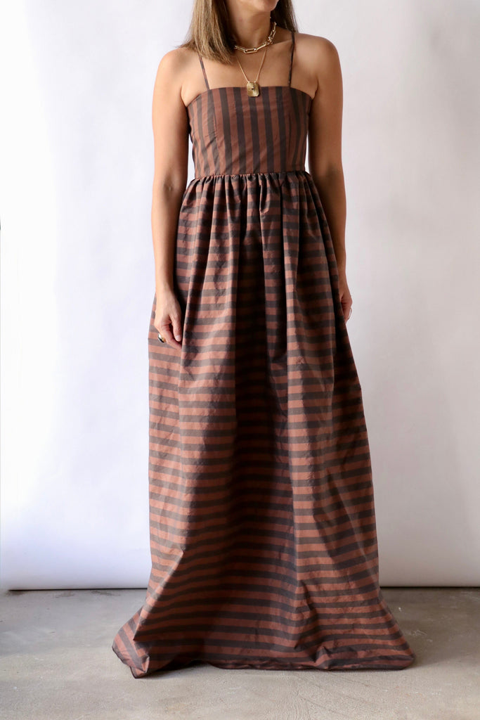 Hache Capital Dress in Brown Stripe dresses Hache 