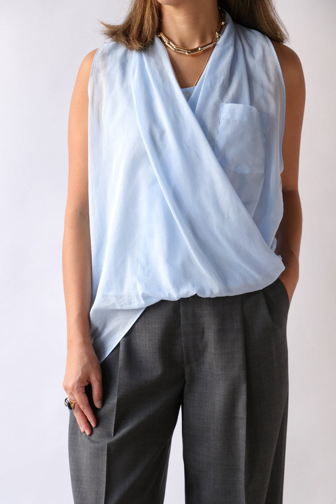 Hache Intersection Blouse in Light Blue tops-blouses Hache 