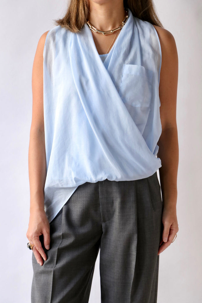 Hache Intersection Blouse in Light Blue tops-blouses Hache 