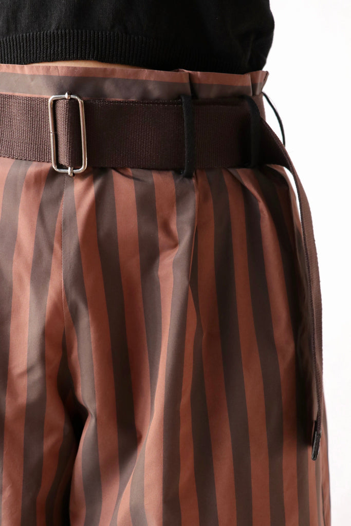 Hache Judo Pants in Brown Stripes Bottoms Hache 