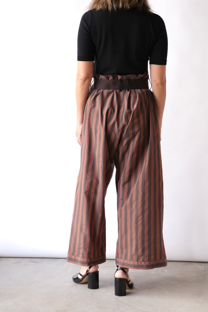 Hache Judo Pants in Brown Stripes Bottoms Hache 