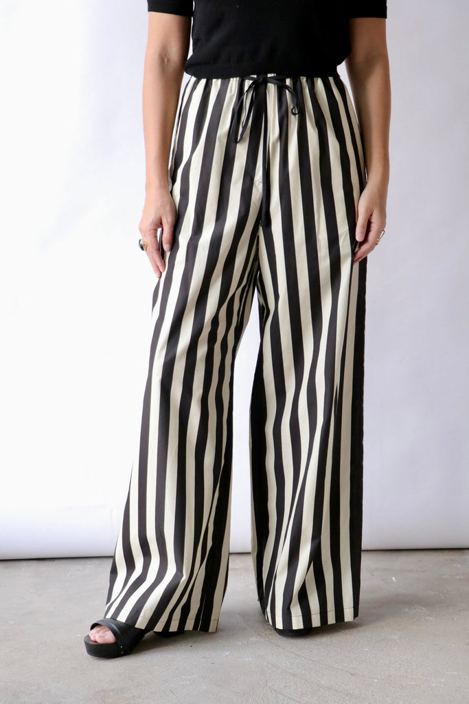 Hache Para Pants in Off White and Black Stripes Bottoms Hache 