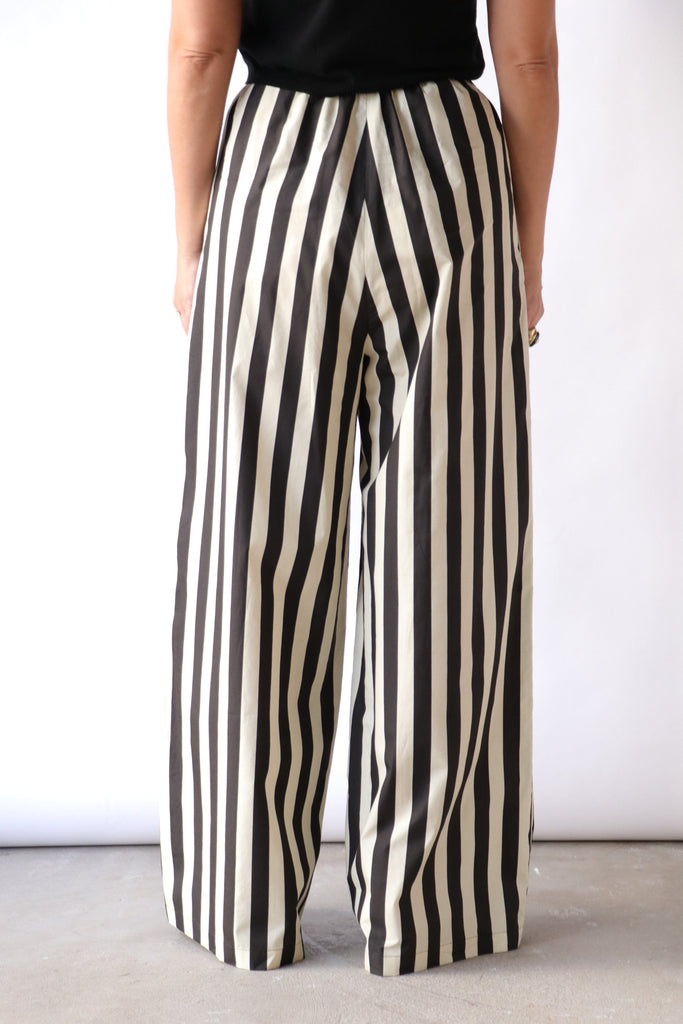 Hache Para Pants in Off White and Black Stripes Bottoms Hache 