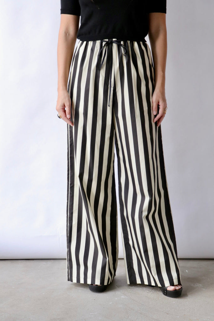 Hache Para Pants in Off White and Black Stripes Bottoms Hache 