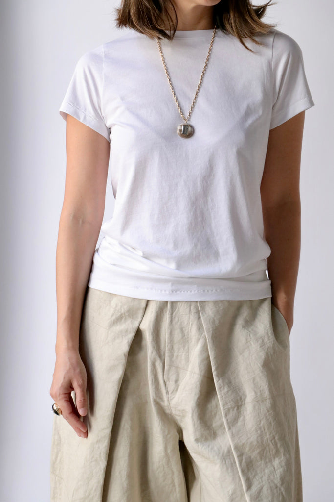 Lauren Manoogian Bias Baby Tee in White T-Shirts & Tanks Lauren Manoogian 