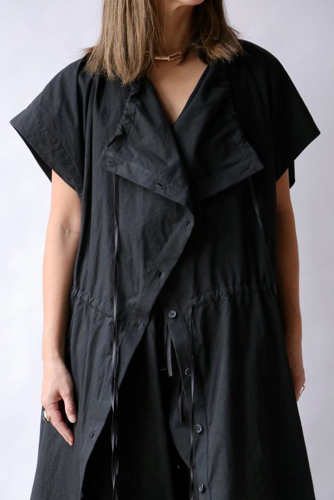 Lauren Manoogian Cowl Gilet in Black tops-blouses Lauren Manoogian 