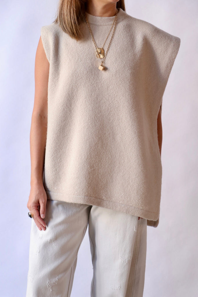 Lauren Manoogian Drape Gilet in Antique Melange Knitwear Lauren Manoogian 