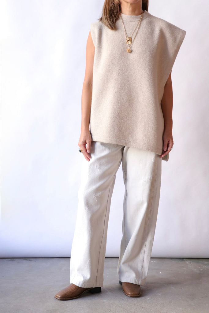 Lauren Manoogian Drape Gilet in Antique Melange Knitwear Lauren Manoogian 