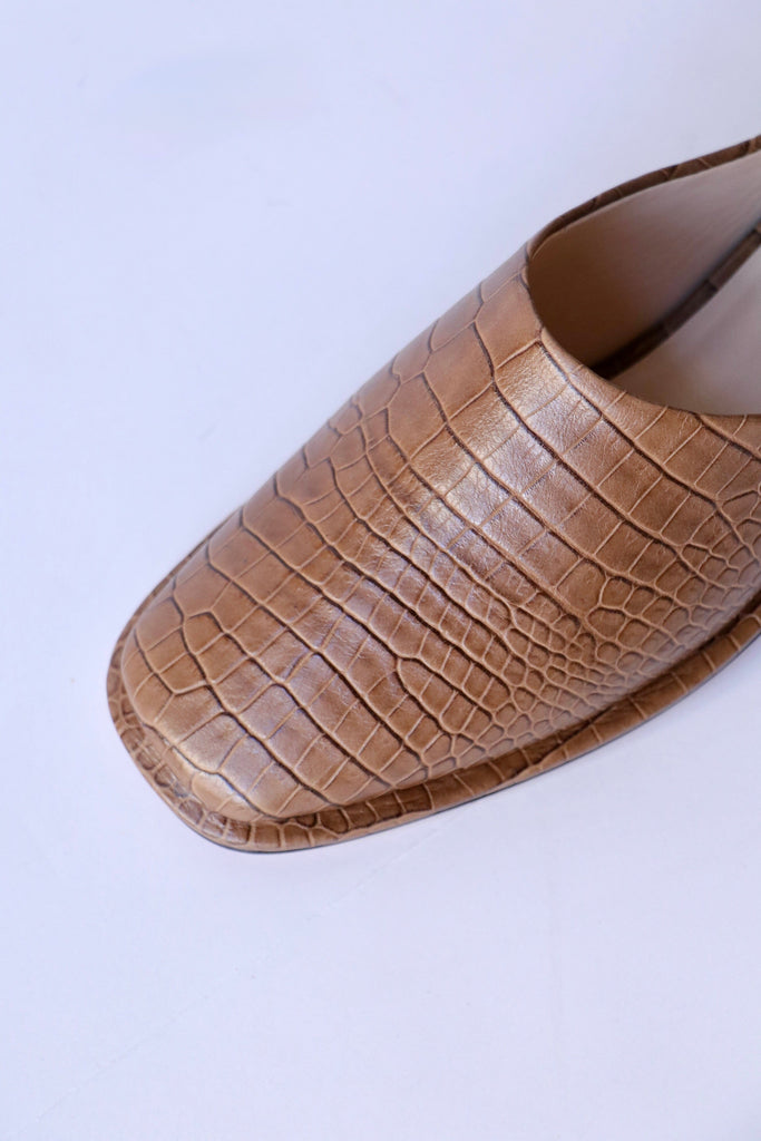Lauren Manoogian Embossed Square Mule in Tobacco Shoes Lauren Manoogian 