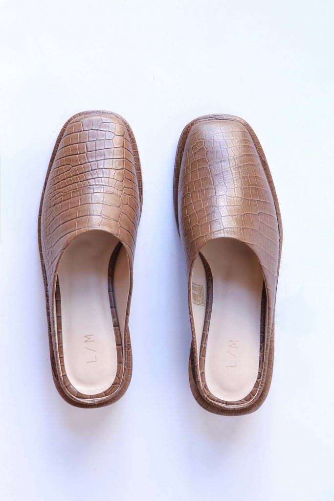 Lauren Manoogian Embossed Square Mule in Tobacco Shoes Lauren Manoogian 