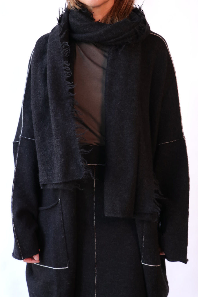 Lauren Manoogian Felt Fringe Scarf in Black Melange Accessories Lauren Manoogian 