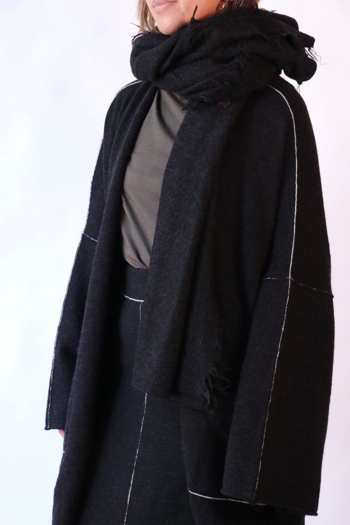 Lauren Manoogian Felt Fringe Scarf in Black Melange Accessories Lauren Manoogian 