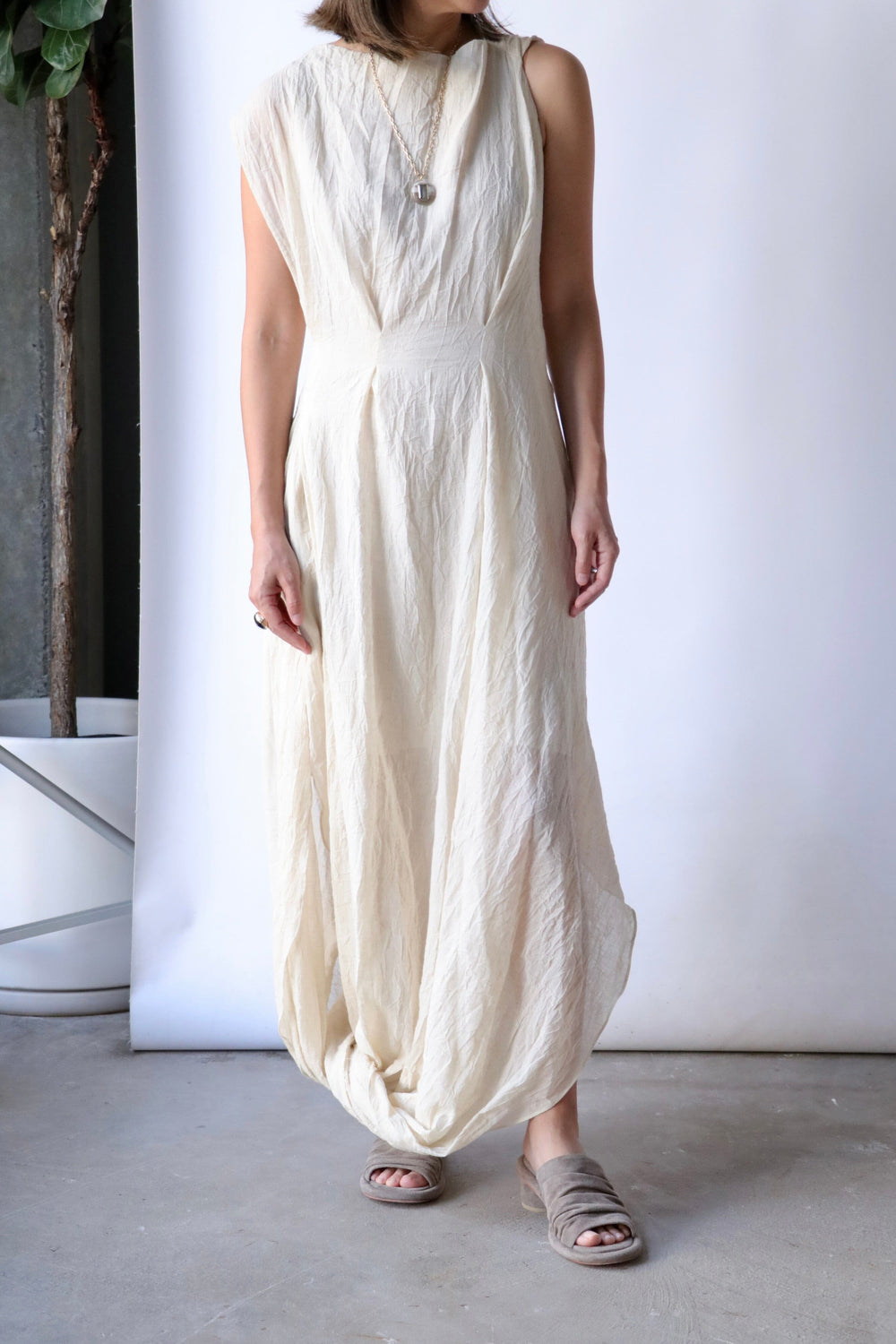 Lauren Manoogian Gauze Twist Dress in Muslin | WE ARE ICONIC