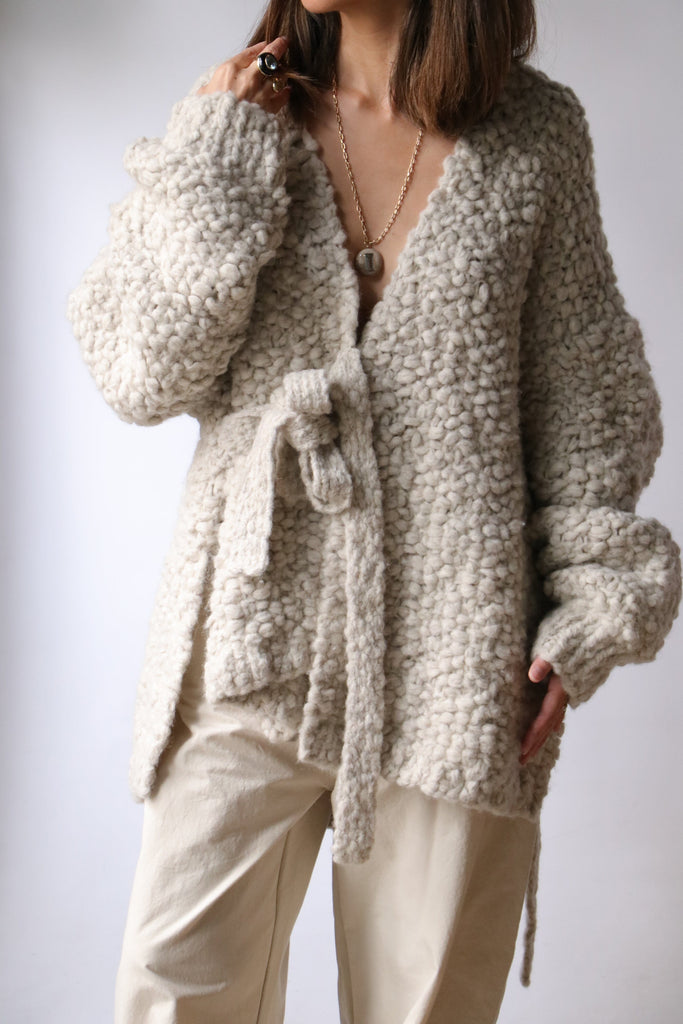 Lauren Manoogian Hand-knit Matta Cardigan in Carrara | WE ARE ICONIC