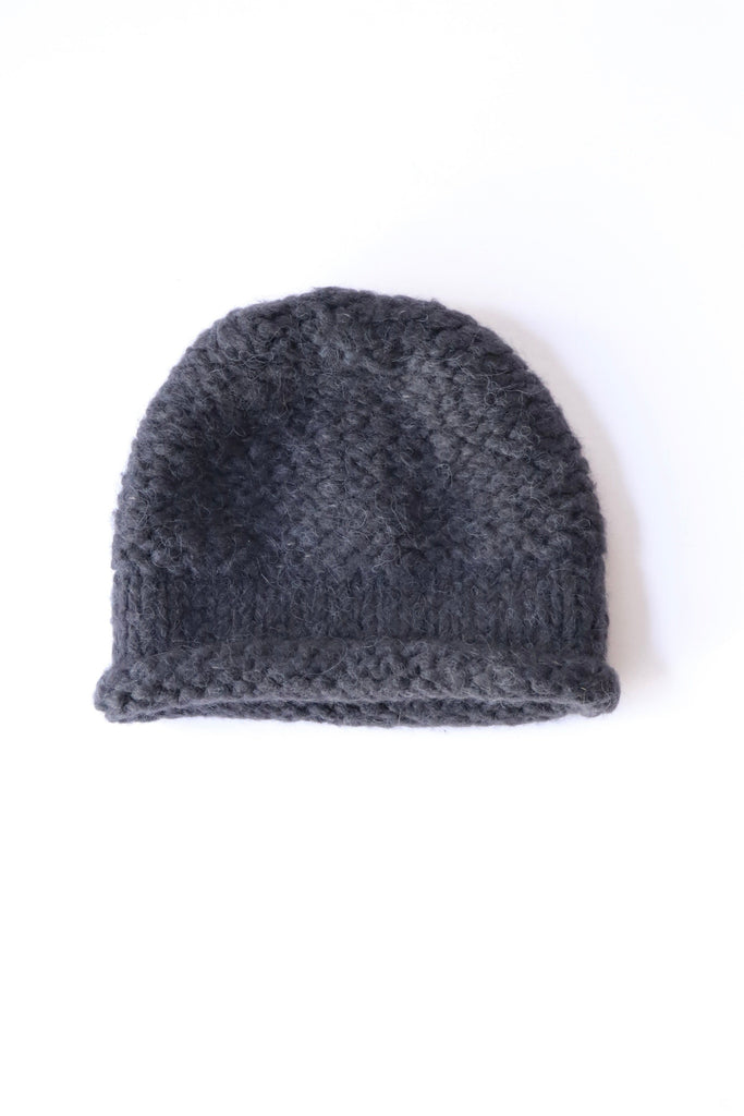 Lauren Manoogian Hand-knit Purl Roll Hat in Ink Accessories Lauren Manoogian 