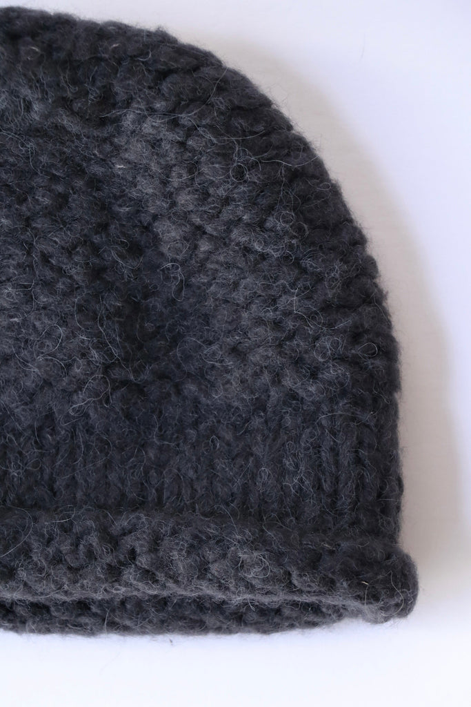 Lauren Manoogian Hand-knit Purl Roll Hat in Ink Accessories Lauren Manoogian 