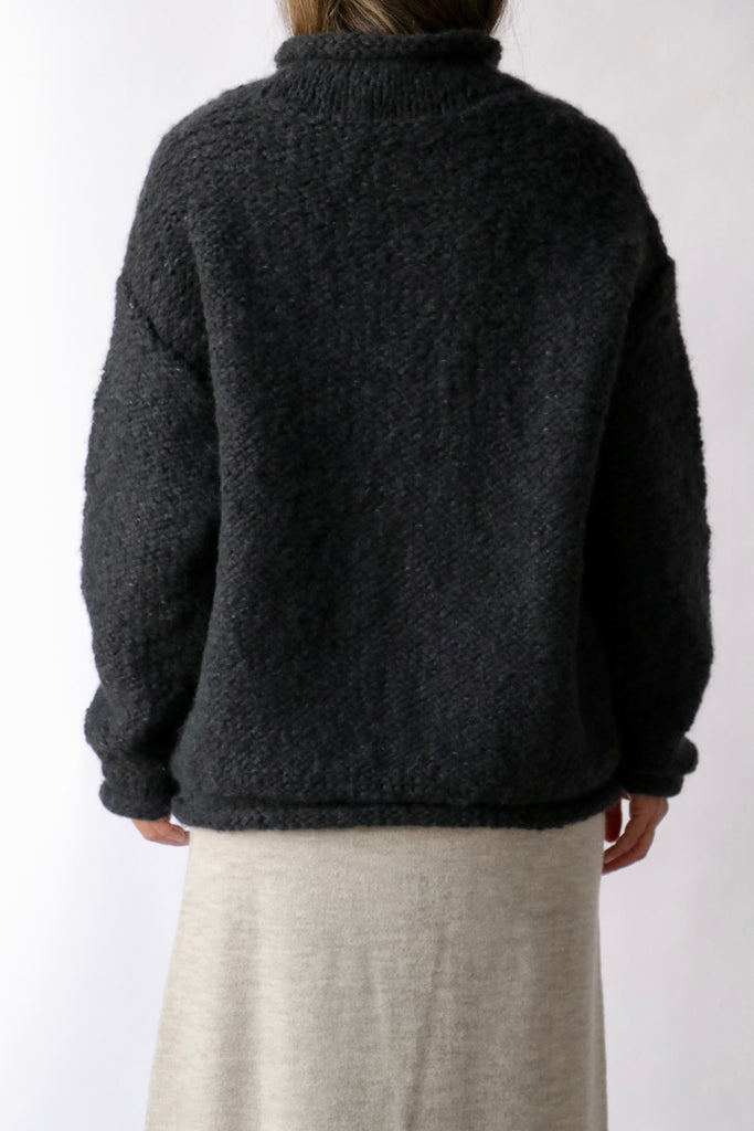 Lauren Manoogian Hand-knit Purl Rollneck in Ink Knitwear Lauren Manoogian 