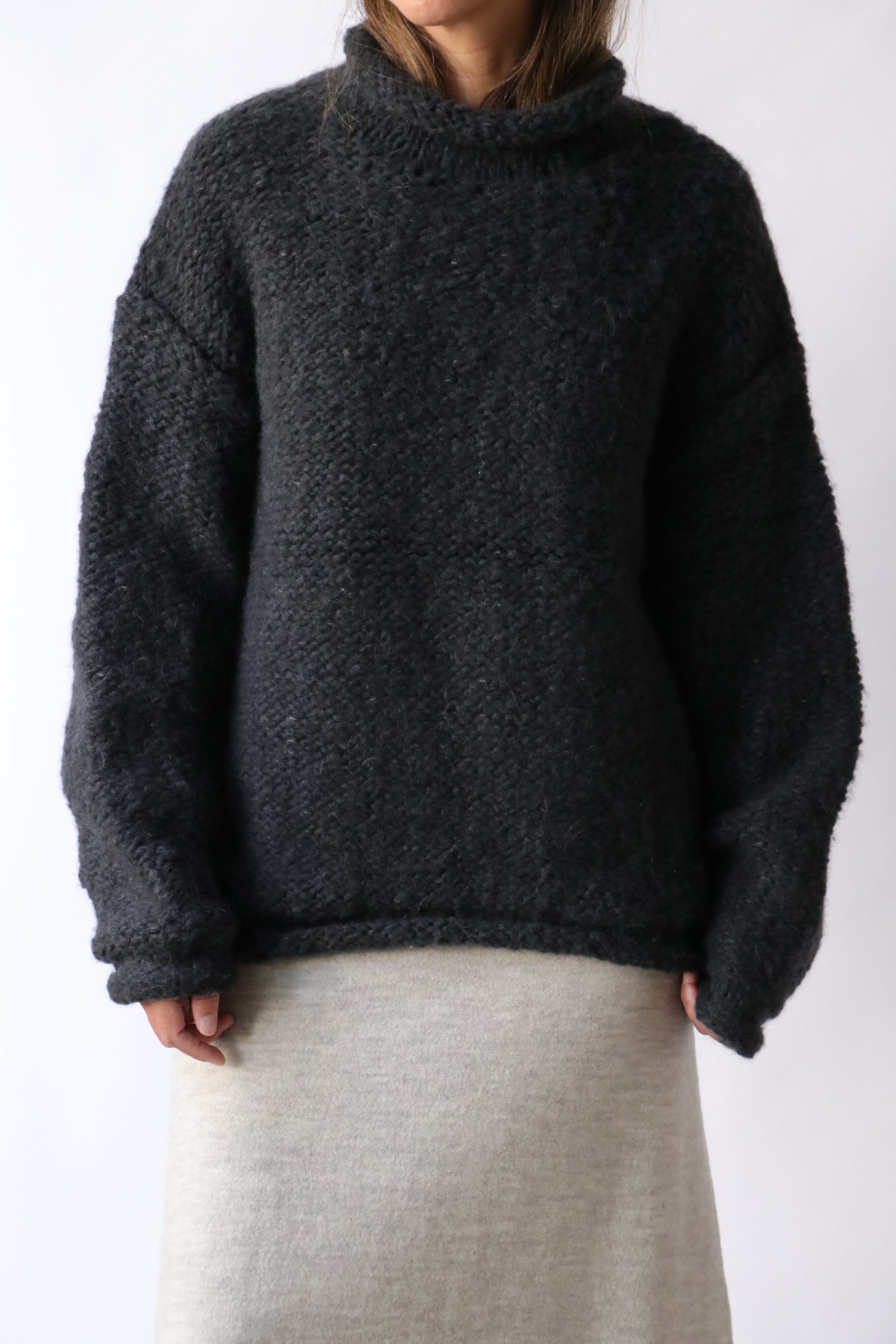 Lauren Manoogian Hand-knit Purl Rollneck in Ink | WE ARE ICONIC