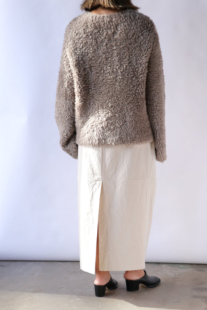 Lauren Manoogian Handknit Fur Crewneck in Taupe Knitwear Lauren Manoogian 