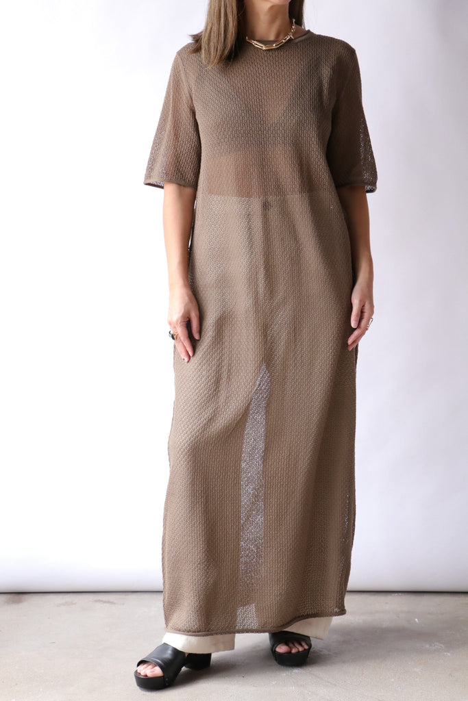 Lauren Manoogian Pointelle Dress in Earth Dresses Lauren Manoogian 