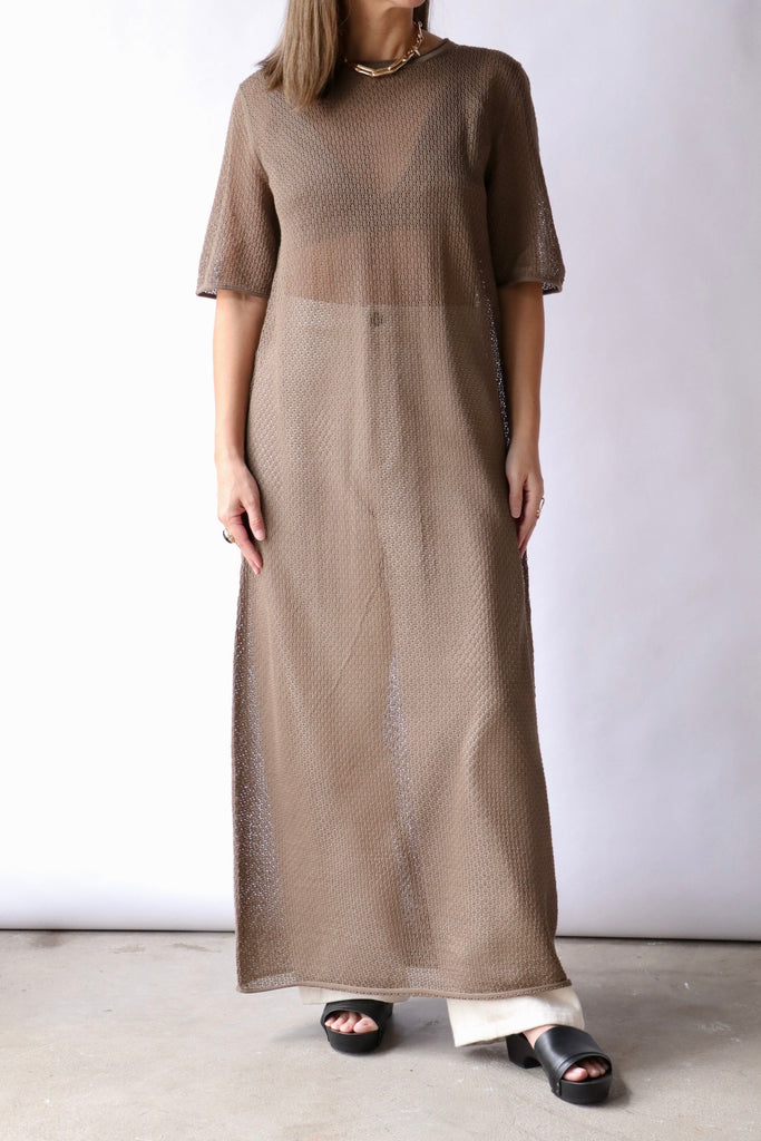 Lauren Manoogian Pointelle Dress in Earth Dresses Lauren Manoogian 