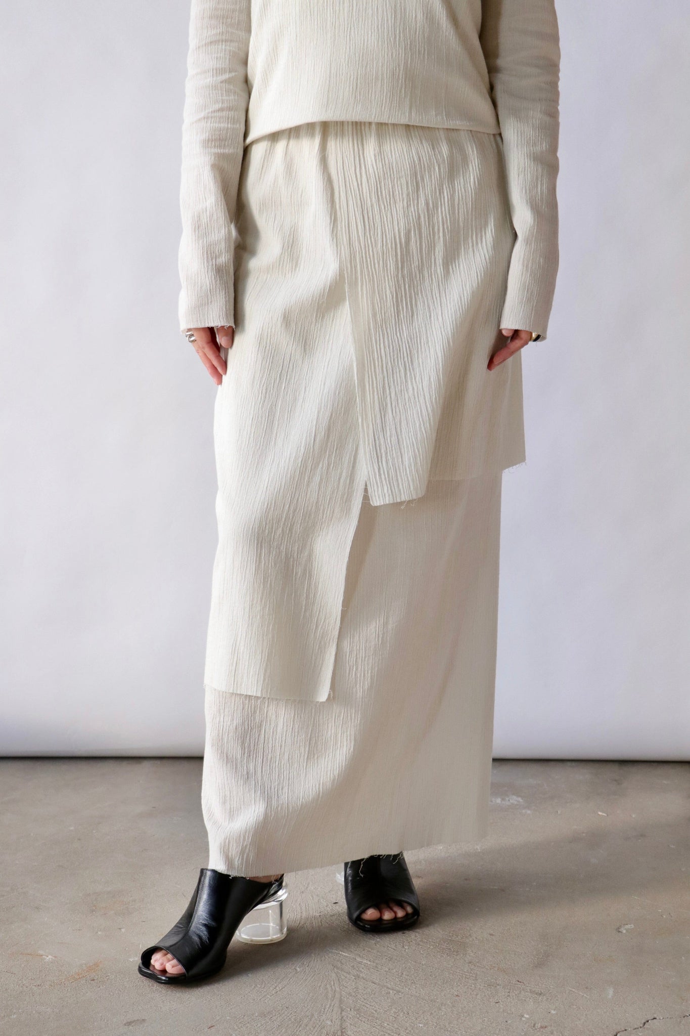 Lauren Manoogian Raw Layer Skirt in Chalk Bottoms Lauren Manoogian 