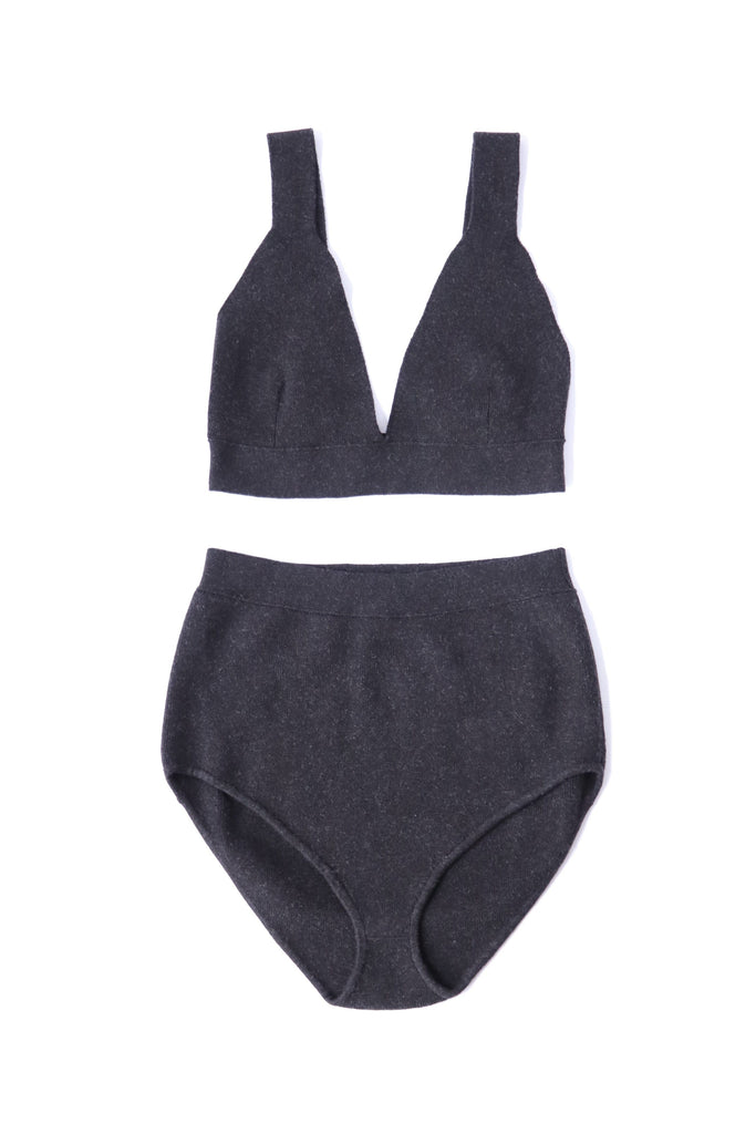 Lauren Manoogian Rib Brief in Black Melange Lingerie Lauren Manoogian 